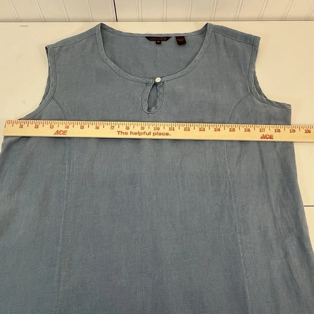 LaNaturelle 100% Linen Chambray ‎ Sleeveless Shift Dress Casual Womens Sz Med - Picture 9 of 11